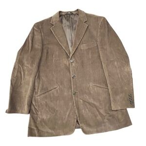 Mens Haggar Blazer Jacket Corduroy Suit‎ Sport Coat Brown 44L Preppy Academia
